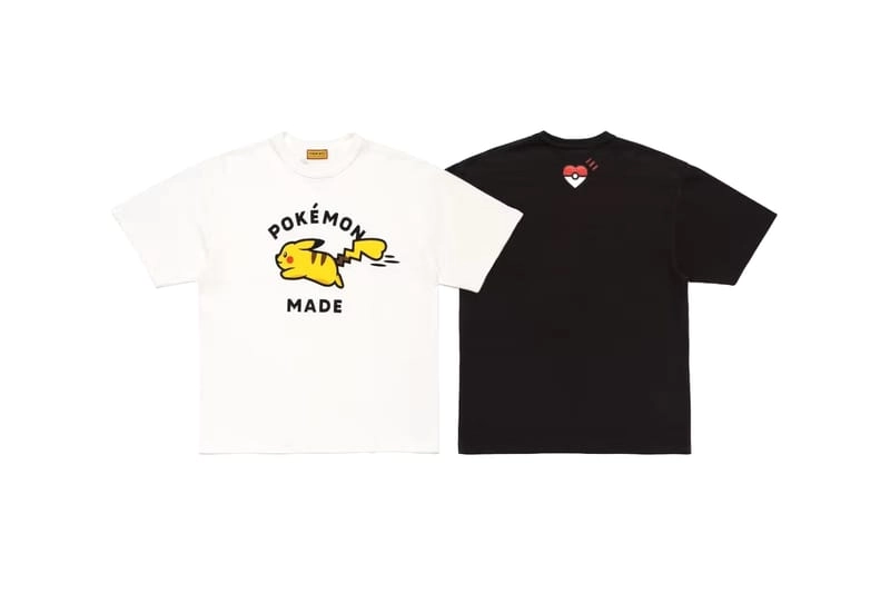 White and black poké-heart Pikachu t-shirt Human Made