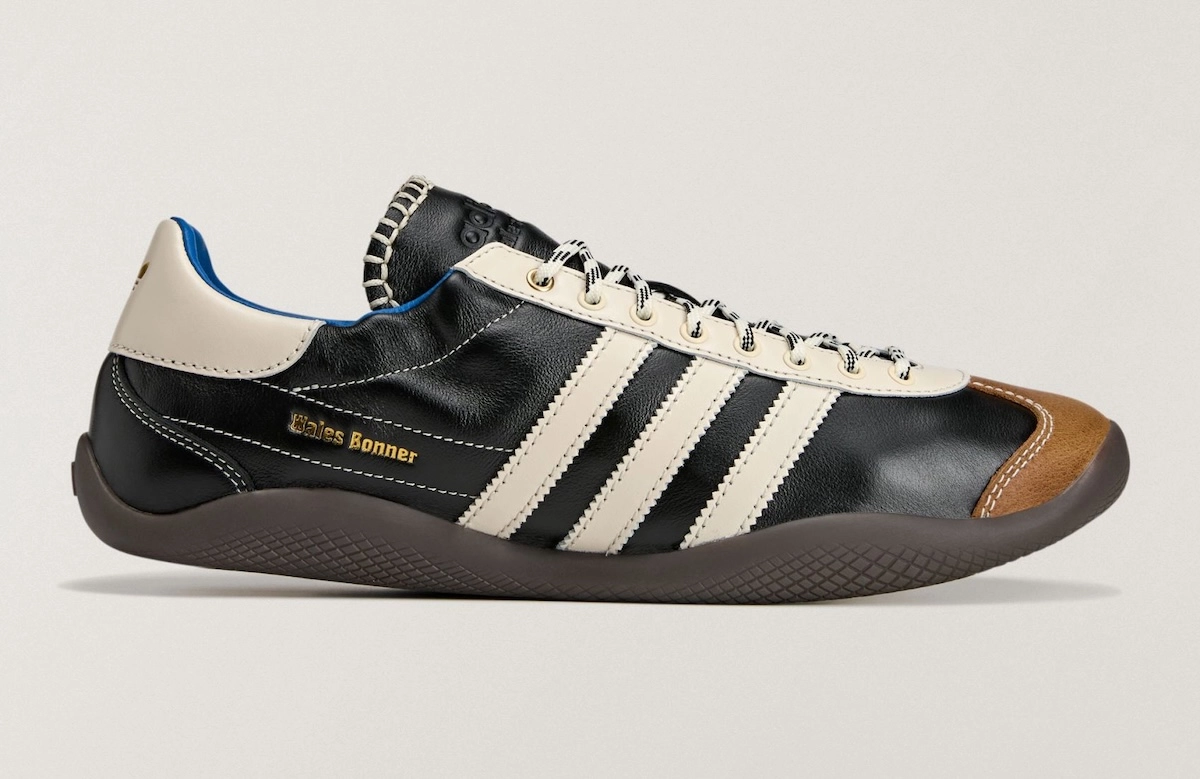 Wales Bonner x adidas Karintha noire, cuir noir avec toe cap marron