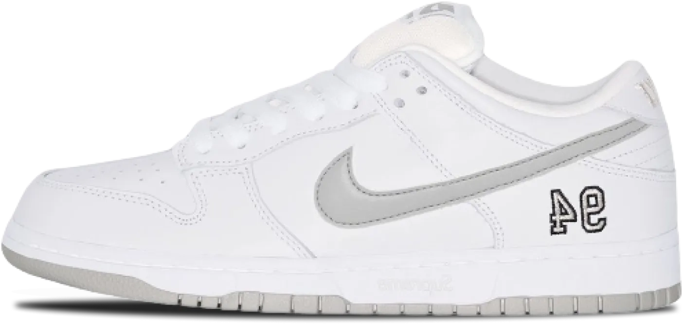 Supreme x Nike SB Dunk Low WHITE METALLIC SILVER
