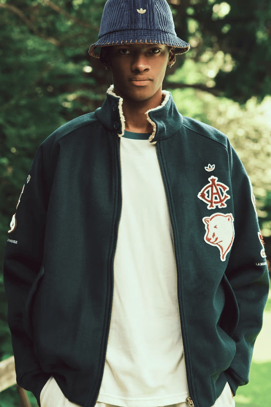 CLOT adidas Pro black vest with red and white pattern seen from the front