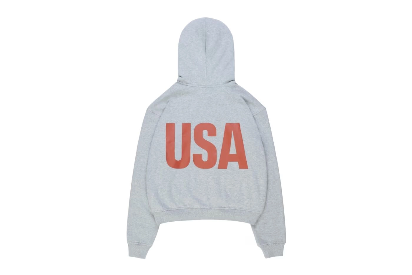 Hoodie gris Nahmias x Supreme avec texte rouge USA au dos