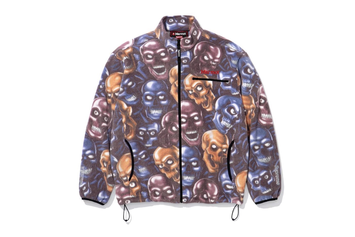 supreme x marmot fall 2025 jacket tête de mort bleue