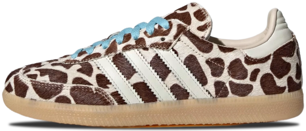 adidas gazelle silver green womens Adidas Women's Samba Long Tongue Cow Print/Off White/Lucid Pink/Gum