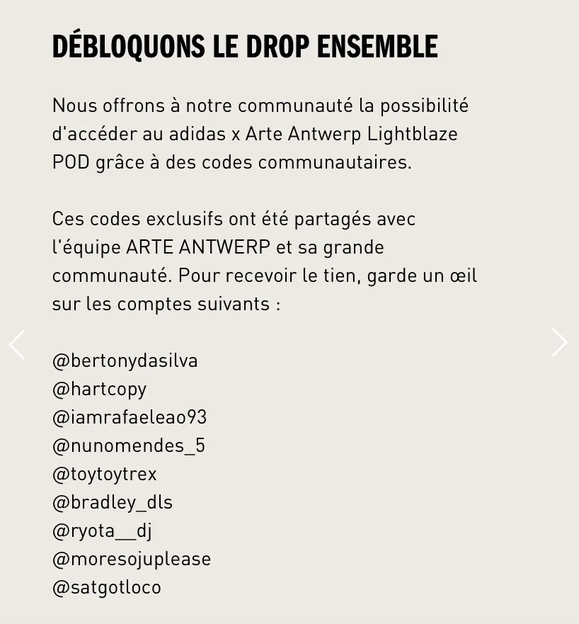 Arte adidas code