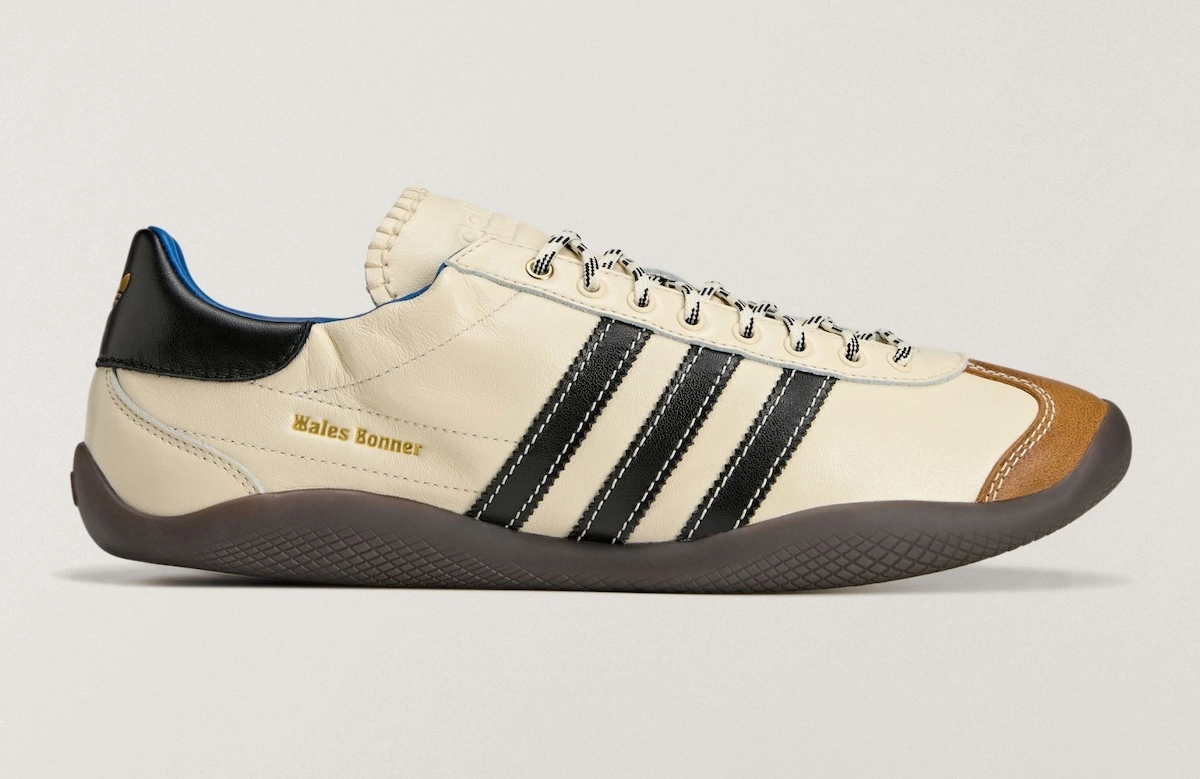Wales Bonner x adidas Karintha blanche, cuir blanc avec toe cap marron