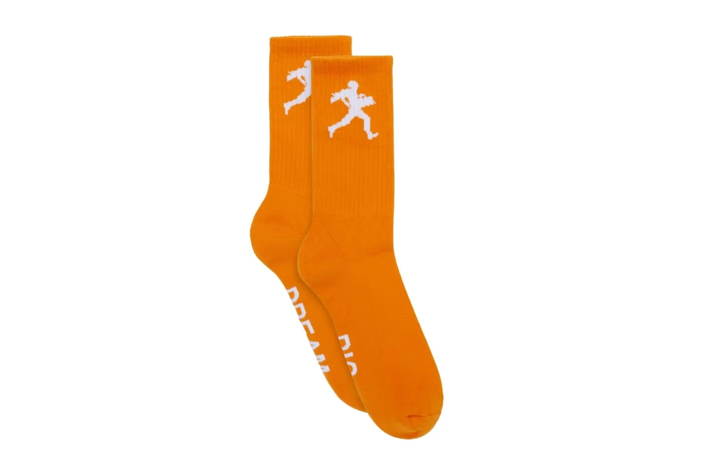 Paire de chaussettes orange Nahmias Supreme avec silhouette blanche sur fond blanc