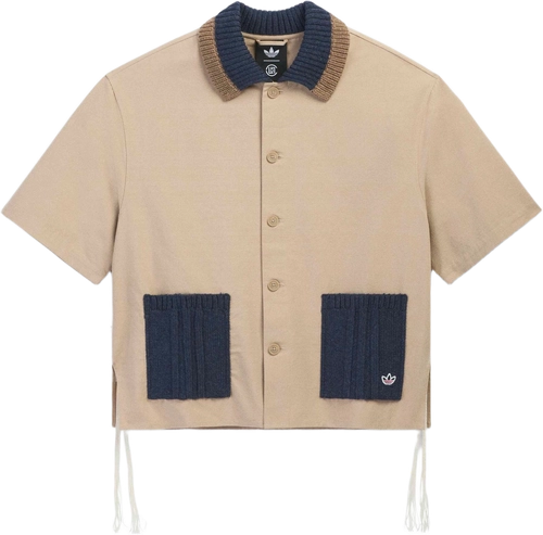 Image de adidas Originals x CLOT Guayabera Half-Sleeved Boxy Shirt BEIGE BLUE
