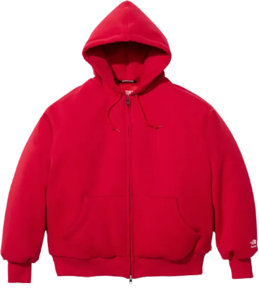 Supreme x The North Face Filed Zip Up Hooded Sweatshirt RED