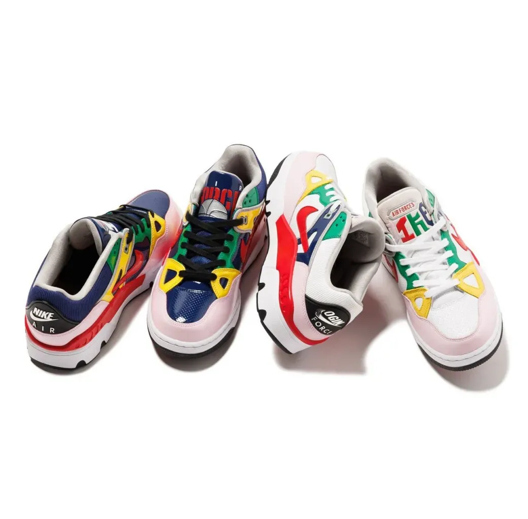 nigo nike air force 3 low white multi color fq7012-100 navy hq1458-400