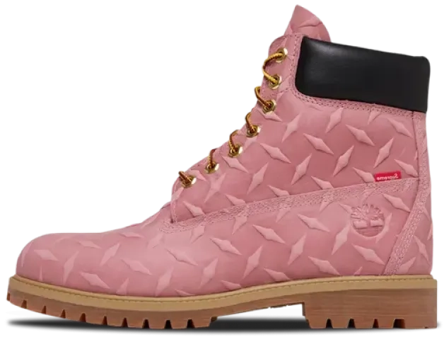 Supreme x Timberland 6 Inch Premium Boot  DIAMOND PLATE PINK 