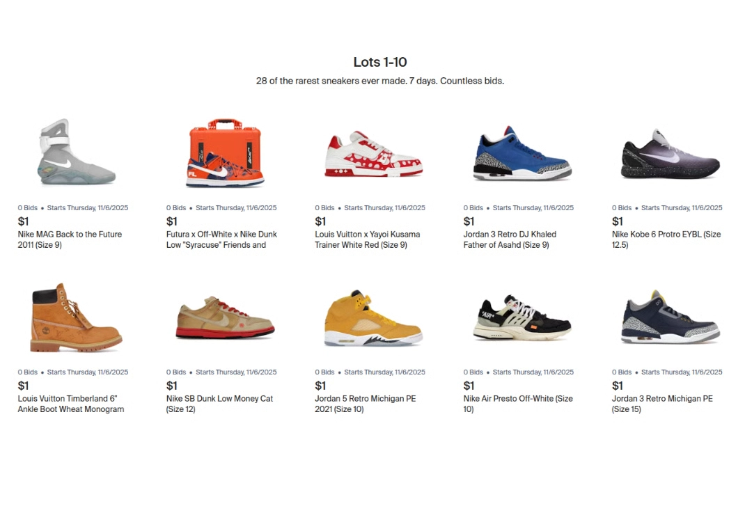 screenshot du site stockx de leur nouvelle offre d'enchères sneaker premium