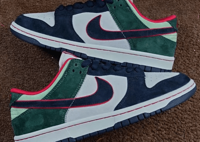Nike Dunk Low NAVY GREEN RED