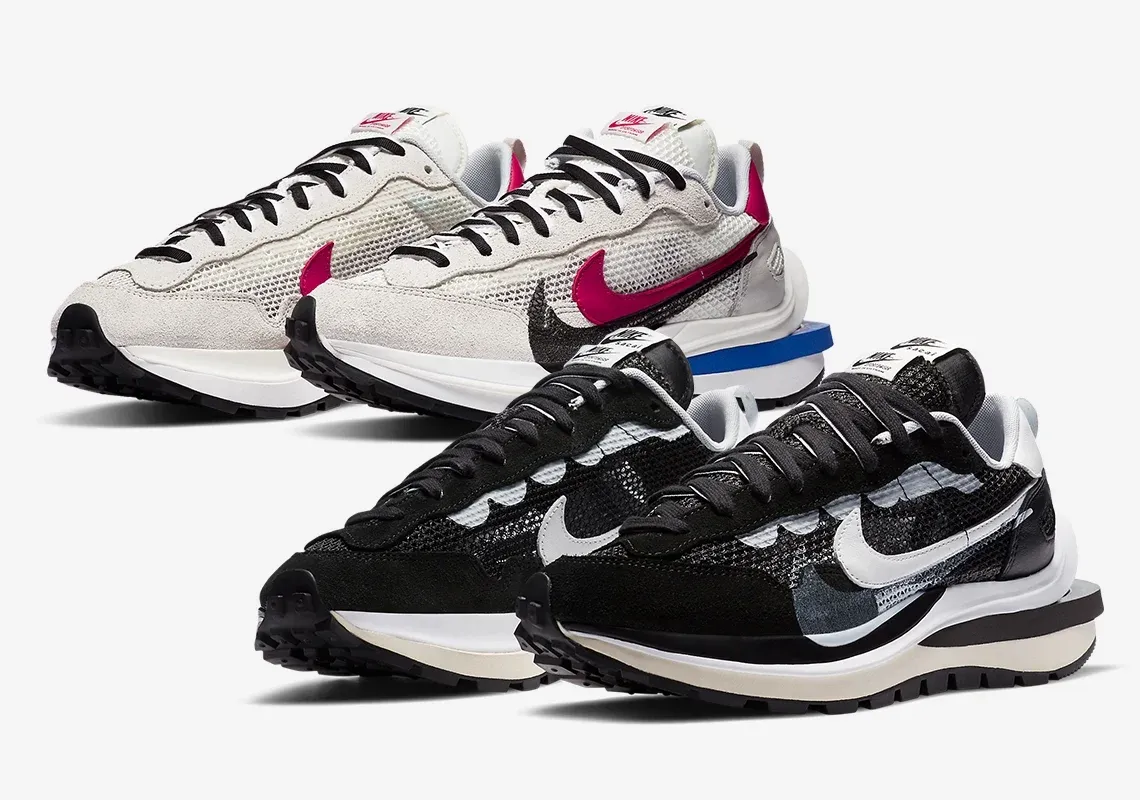 sacai nike vaporwaffle black white sacai nike vaporwaffle royal fuschia