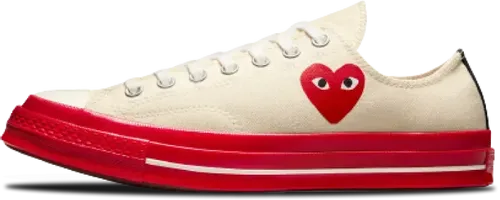 image de Comme Des Garçons Play Converse Chuck 70 Low Black Pristine Red A01796C