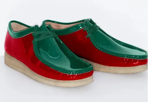 Supreme Clarks Originals Wallabee Patent Red Green