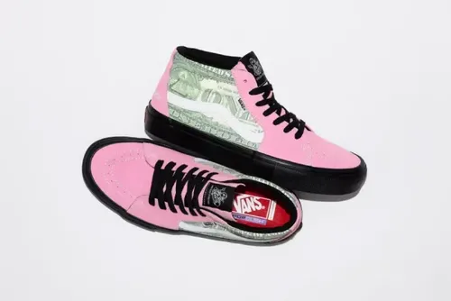 image de Supreme Vans Money Skate Grosso Mid Pink