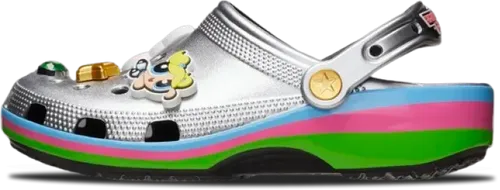 image de The Powerpuff Girls Crocs Classic Clog Metallic Silver Pink Green Blue